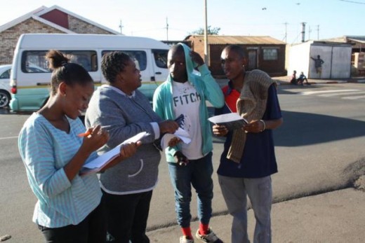 Mother and daughter, Pulane Smous and Katlego Smous recruit Kabelo Motloung and Tshepo Selaolane from Tshwaraganang to join CPF. Photo: Selogile Leshage