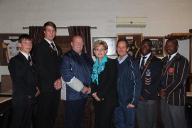 The captain and vice captain's of both team with the principals of both schools, Mr. Chris de Villiers (HTS Potchefstroom) and Mr/. Johan van Vuuren (Potchefstroom Boys High)