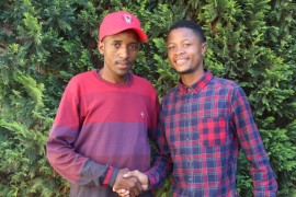 Praise Thlame, chairperson of North West United FC and Thabo Mokaleng, coach of North West United FC.
