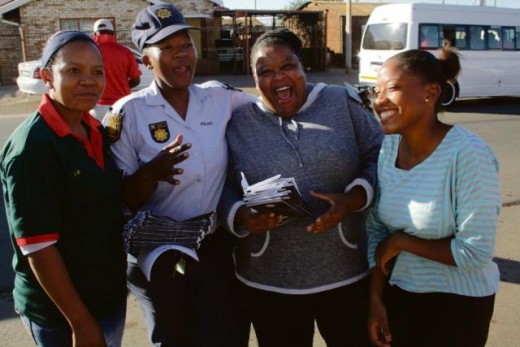 Ikageng SAPS Const. Anna Ngelethu, Const. Morwa Mahery-Moshou and dedicated CPF members, Pulane and Katlego Smous. Photo: Selogile Leshage