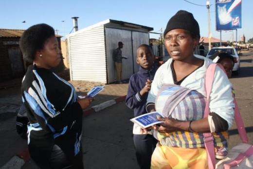 Martha Mokoena, secretary of Sector 1 CPF discussed reporting sexual offences with Josephinah Modutwane of Sonderwater. Photo: Selogile Leshage