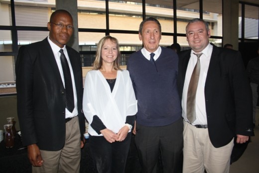 NWU Vice Chancelor, Prof. Dan Kgwadi, Liesel van Wyk, Joep Joubert (chief director of physical infrastructure and planning), and Marius Coetzee (project control officer)