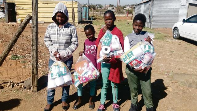 Learners of Bert’s Bricks Primary school were delighted with their toiletries. 