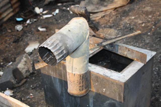 The coal stove that may have caused the fire.