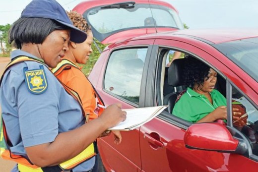 Const. Morwa Maherry and Const. Anna Ndelethu carry out a road block on Friday. 