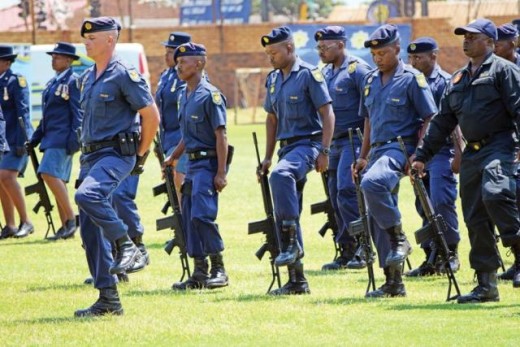 SAPS members on parade. 