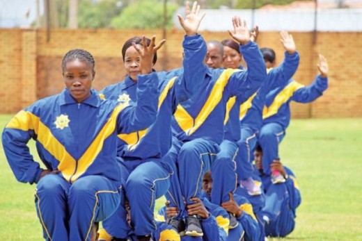 SAPS physical team demonstrate their fitness. Photos: Selogile Leshage