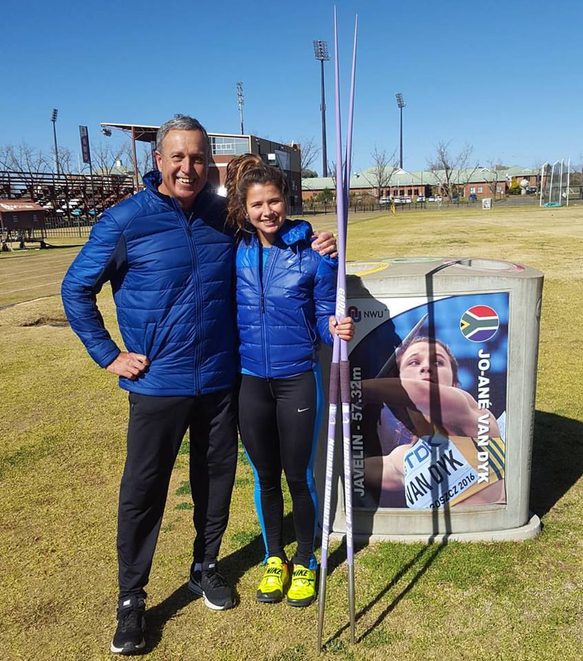 Terseus Liebenberg, the coach of Jo-Ané van Dyk, who is going leaps and bounds this year on the world circuit.