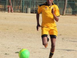 Tshidiso Legoale of HTS Potch on the attack.