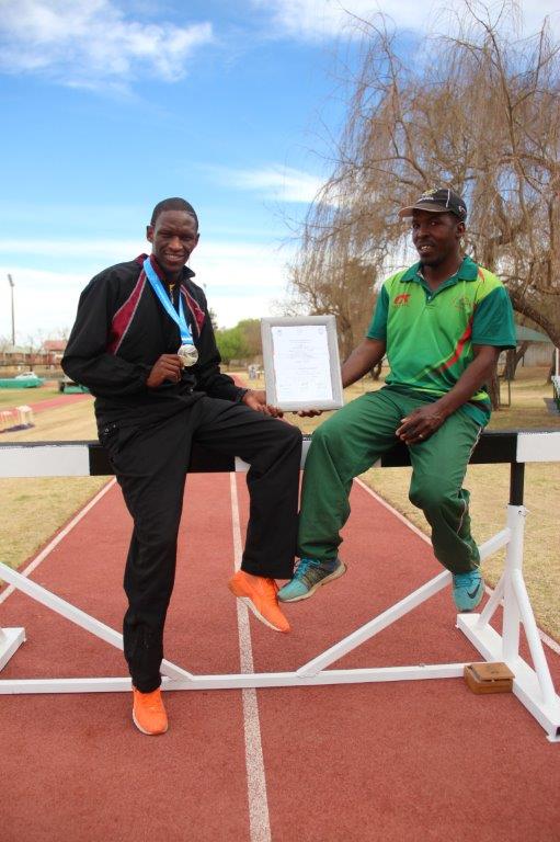 Rantso Mokopane (left) and his coach, Springs Phakathi (right), are ecstatic after his silver medal achievement in the 3 000-metre Steeplechase at the 2017 Summer Universiade in Taipei last month.