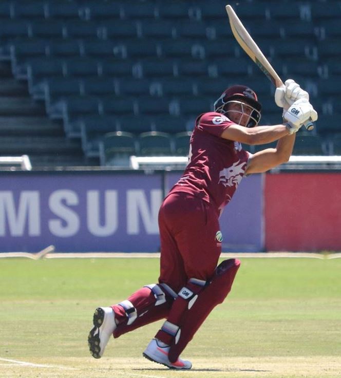 Marques Ackerman strokes a ball to the boundary.