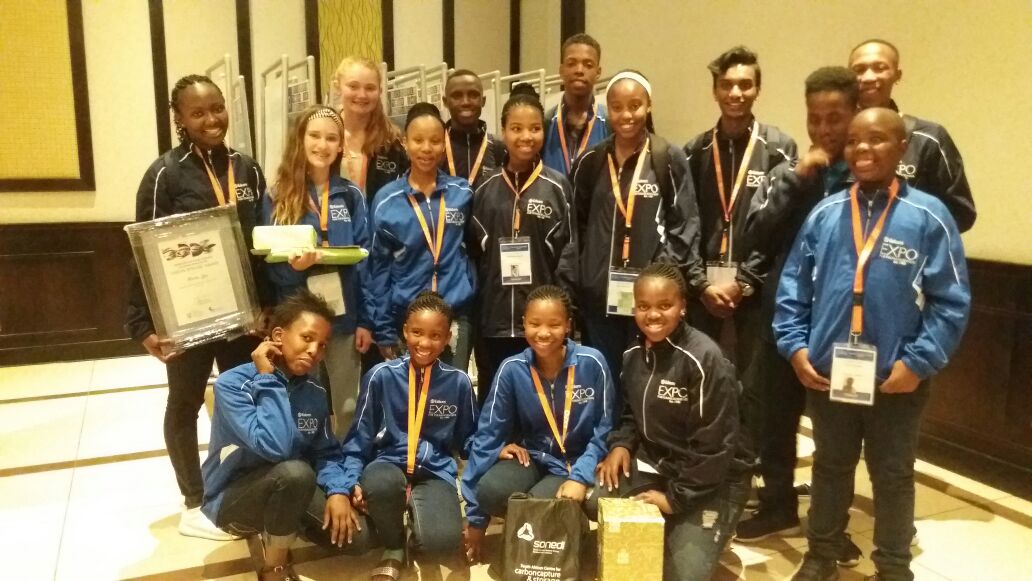 The team of 16 learners who represented the Dr Kenneth Kaunda District at the Eskom Young Scientist International Science Fair. Photo: Provided
