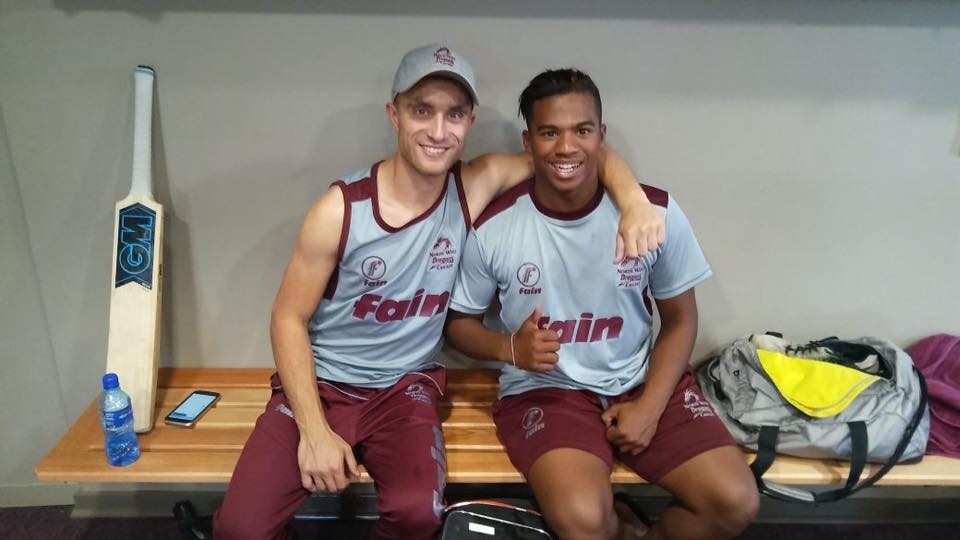 Richardt Frenz (left) scored an unbeaten 65 to guide North West to their sixth consecutive One Day win of 2017. Next to him is leg spinner Dylan Matthews who has been one of the finds of the season.