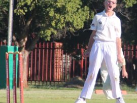 Ruan Lotz celebrates a wickets