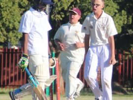 Ruan Lotz celebrates his wicket