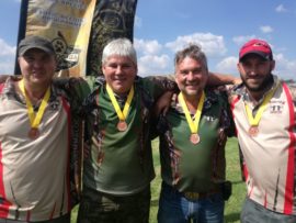 Die wenners van goue medaljes van die Noordwes 3Di skiet wat op Saterdag 10 Maart by die Lekwena Wildlife Estate gehou is, is van links: Marko van Vuuren, Niel Daniel, Leon Heydenrych en PW Botes.