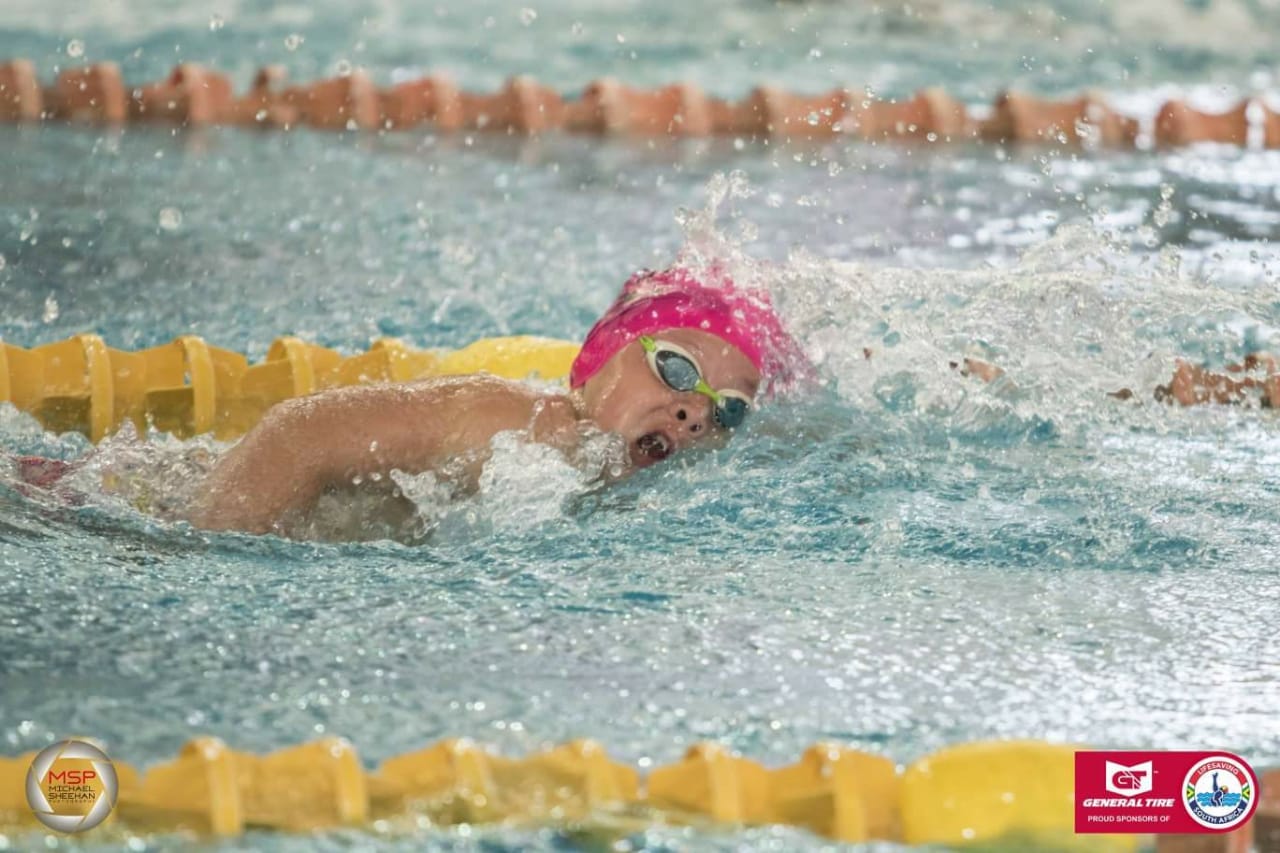 Aiden Nel struts his stuff in the swimming pool. Photos: Michael Sheehan Photography