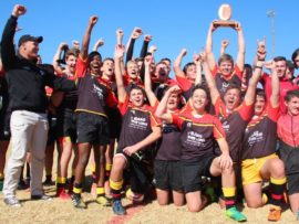 Volkies se o.15A-span vier fees na hulle 10-5 oorwinning teen Gimmies vanoggend in die Noordwesfinaal. Foto: Wouter Pienaar.