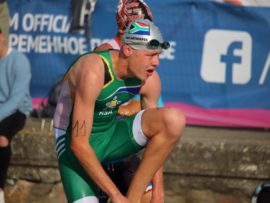 Jeanré van Antwerpen during the 2017 Biathle/Triathle World Championships in Viveiro, Spain. Photo: Chelma Sliep