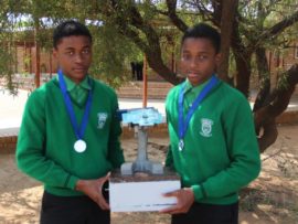 Mzwandile and Andile Seripe with their solar microscope project.