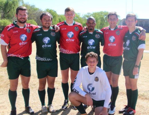 Gimmies se sewes-toernooi wat op Saterdag, 8 September plaasgevind het, was in die bekwame hande van dié Luiperds skeidsregters op die veld. Van links na regs is Francois van Staden, Rudi Stoop, Hanru van Rooyen, Vusi Nzondo, Johan Steyn, Ruan de Ridder en Steyn Visser (voor).