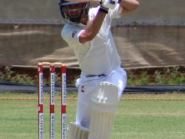 Richardt Frenz at his best with a beautifully timed drive. Frenz hit an unbeaten 126 for Potch Dorp this past weekend against Ibbies at the Witrand Oval on Saturday, 17 November. Foto: Marianke Saayman