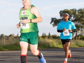 Bertus van Rooy is enjoying every moment of the 2019 Bert’s Bricks Great Brick Run. Photo: Barco Greeff