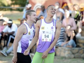 Theodor Young and Chederick van Wyk starred in the men's 100m final. Photo: Luigi Bennett