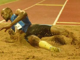 Former Olympic silver medalist, Khotso Mokoena hits the sand. Photo: Selogile Leshage.