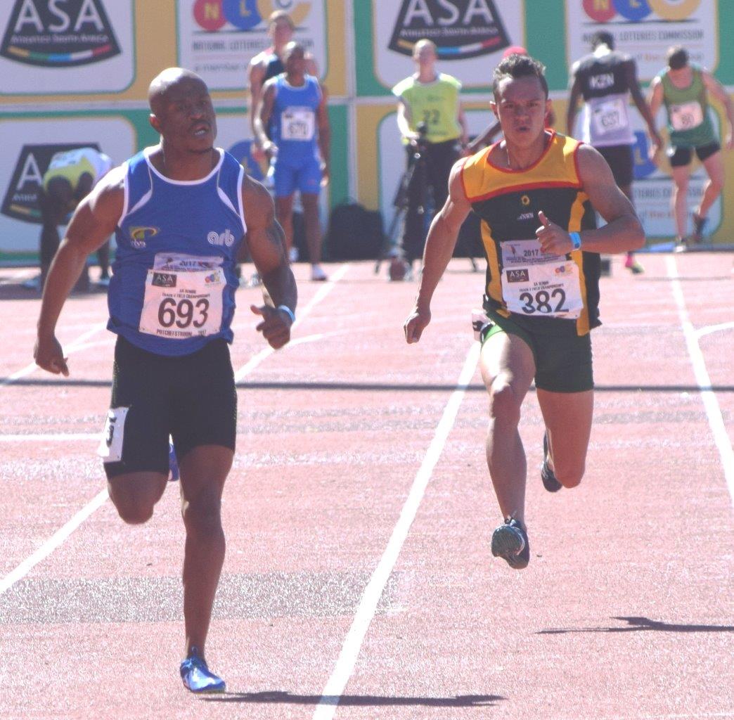 Simon Magakwe (left) put in a stunning race in the first ASA Grand Prix event. Photo: Selogile Leshage