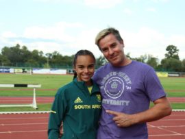 Miandi van Staden en haar atletiekafrigter, Werner Burger.
