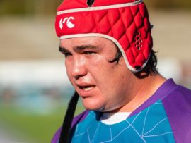 Die NWU Young Guns stut en voormalige Gimmie, Arno Gustafson, dink aan wat kon wees na die NWU met 33-22 teen Maties in Stellenbosch in die finaal op Maandag, 15 April verloor het. Foto’s: Kevin Sawyer/ASEM Engage