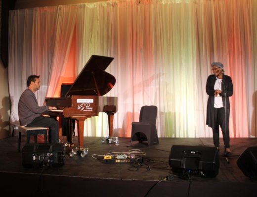 Ramon Alexander and Sima Mashazi during sound check at Roots Intimate Theatre.