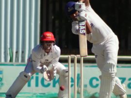 Janneman Malan of the Cape Cobras plays a drive.