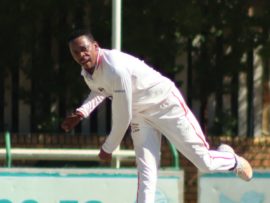 Aaron Phangiso on the attack on day 2.
