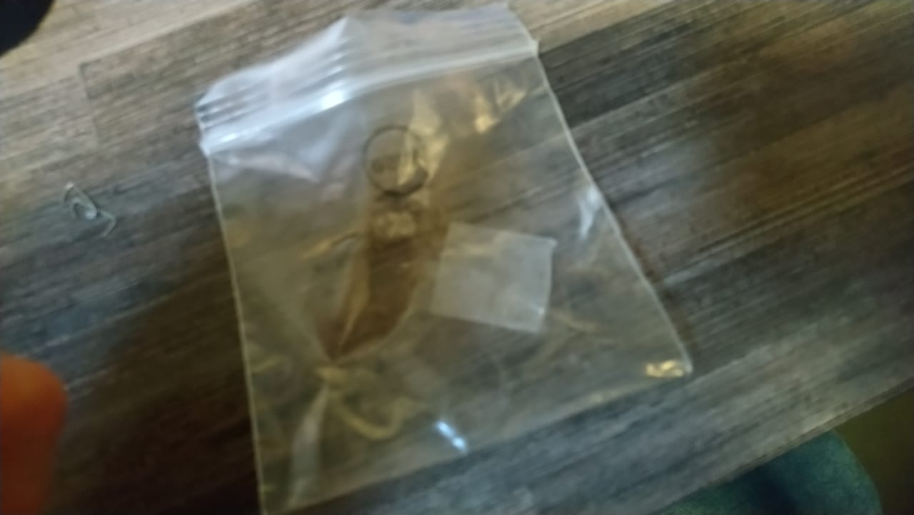 A small bag that was apparently found where the student was searched.