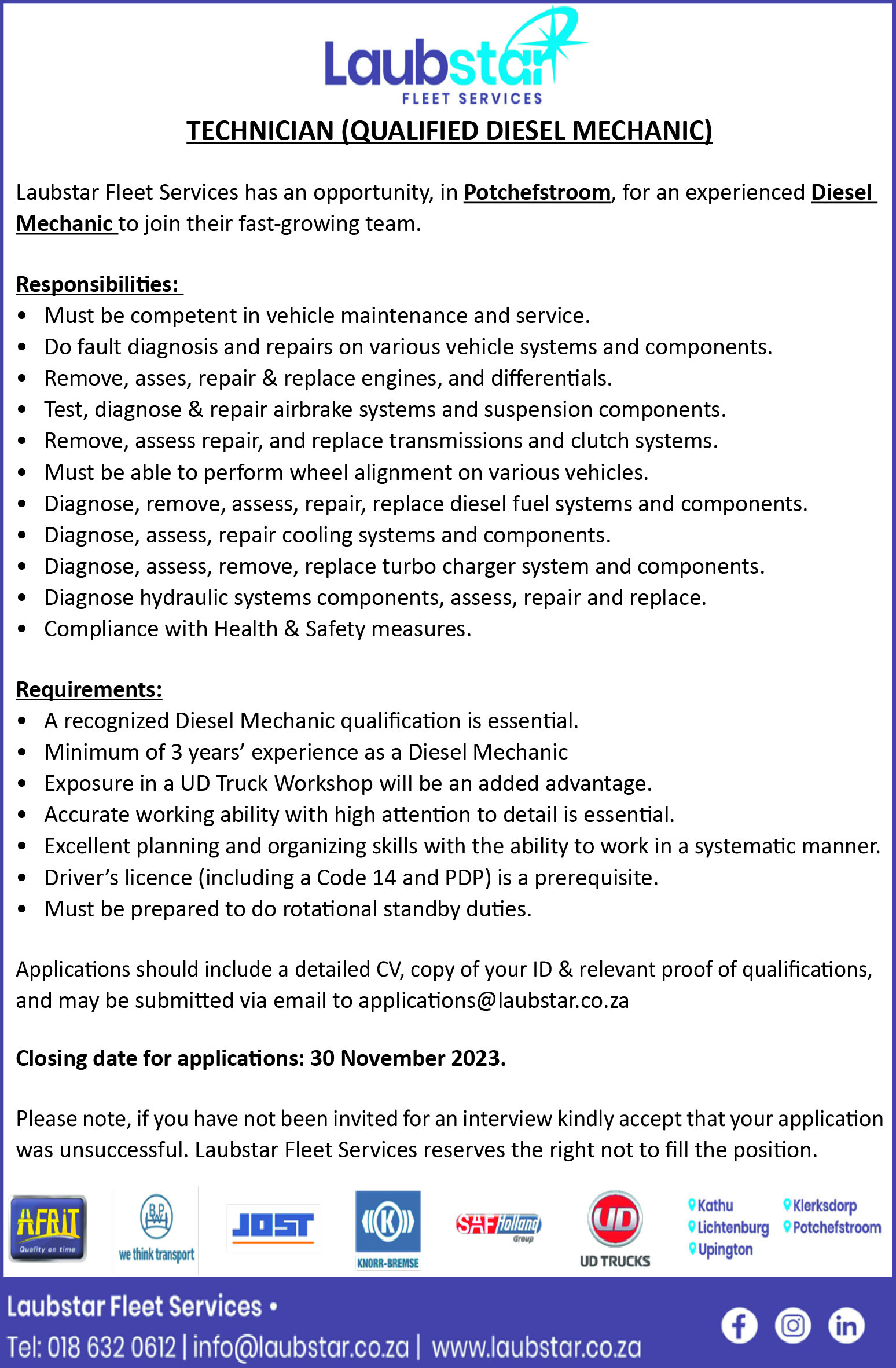 Vacancies Potchefstroom Herald