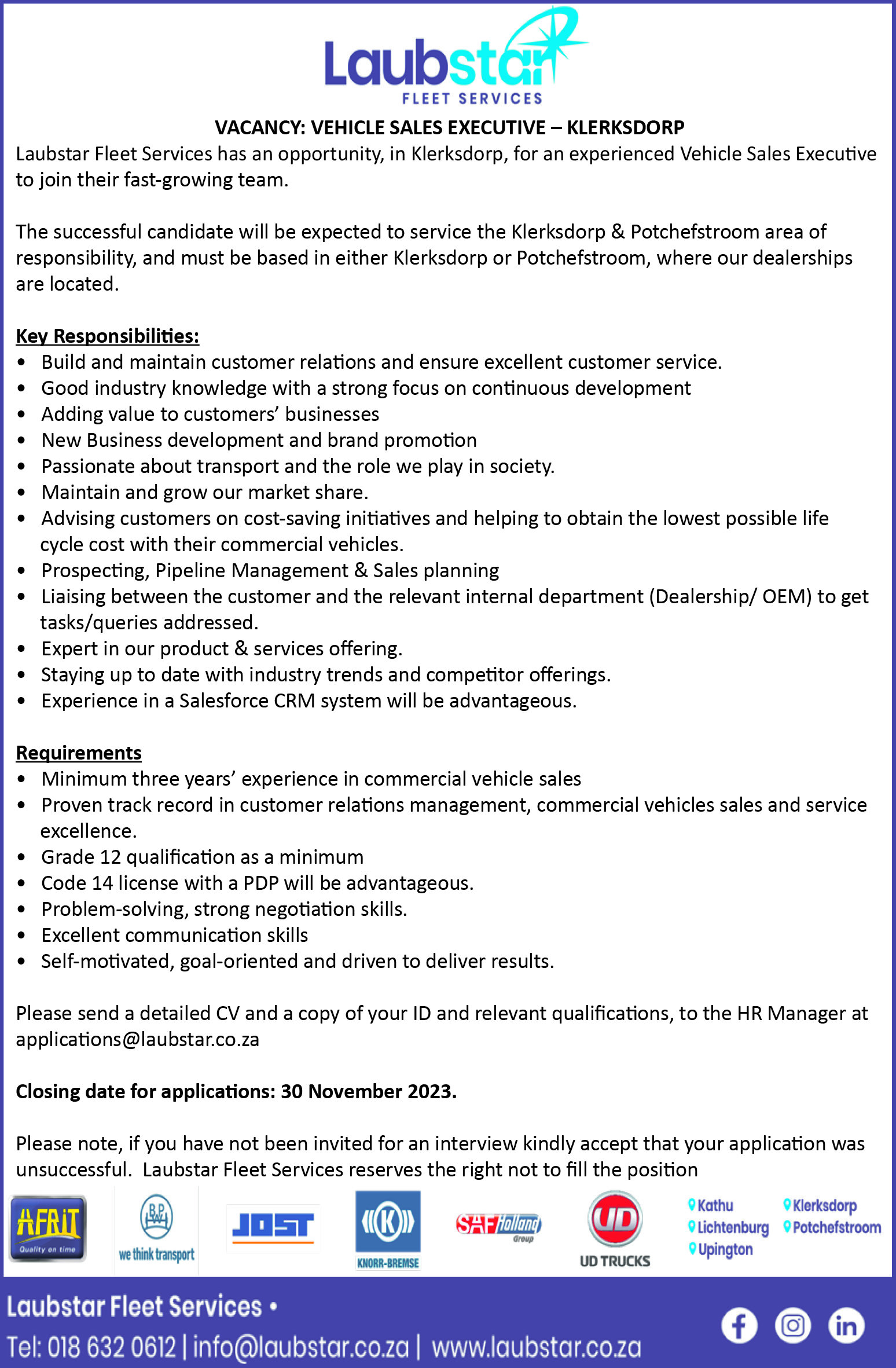 Vacancies Potchefstroom Herald