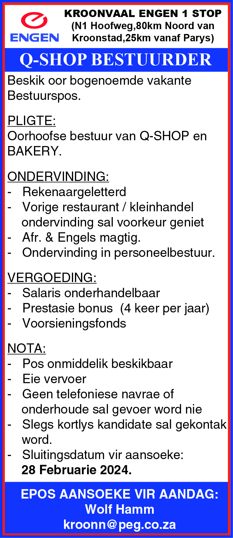 Vacancies Potchefstroom Herald