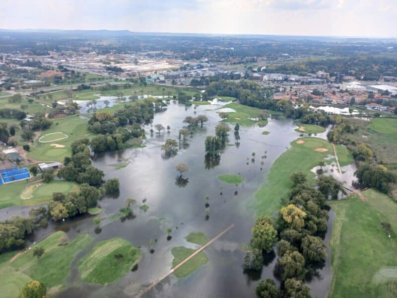 Flooding on a golf course.