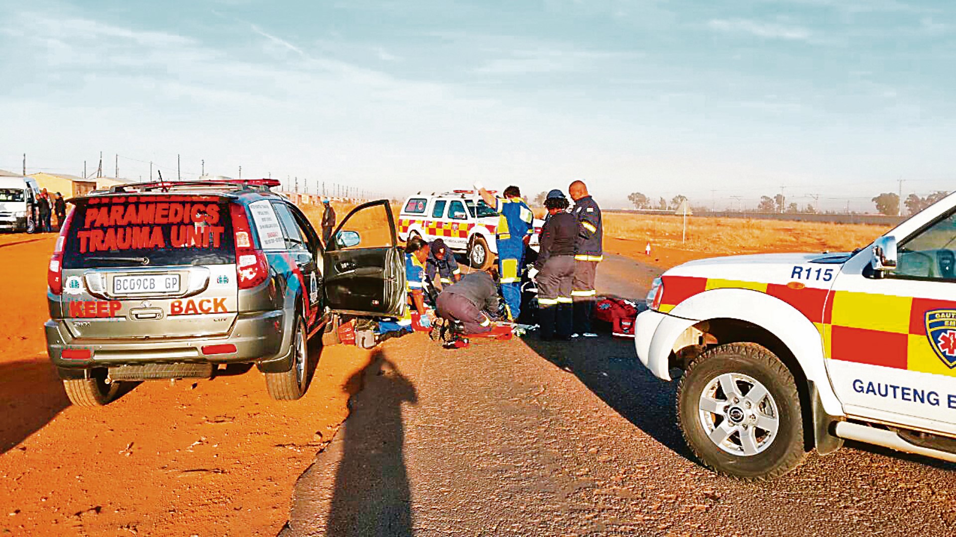 The scene at Extension.5 where two school children were hit by a vehicle on Monday.