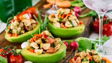 Meat-free Monday: Button mushroom stuffed avocado