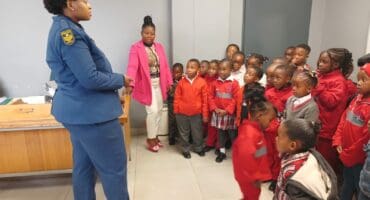 Sergeant Anna Maredi from the Social Crime Prevention unit took the lead in educating the learners about the different SAPS units.