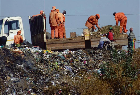 Workers busy with excavation for the pipeline.