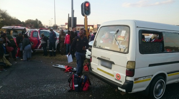 The scene of the accident . Ten people where treated by various ambulance services.