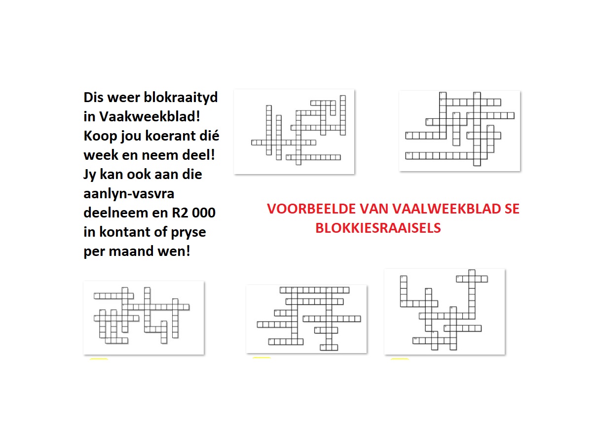 Blokraaisels met R2 000 se prysgeld en pryse is terug in Vaalweekblad ...