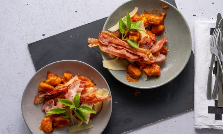 WFD, 16 November, Butternut Gnocchi with Bacon and Roast Pepper Sauce