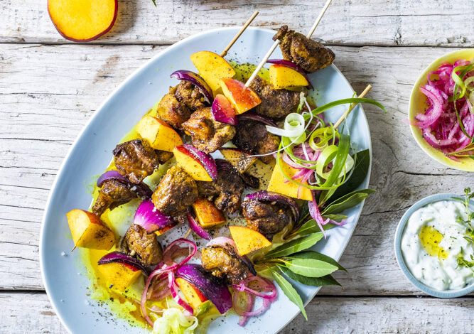 11 DECEMBER - Saturday entertain - Lamb and nectarine kebabs