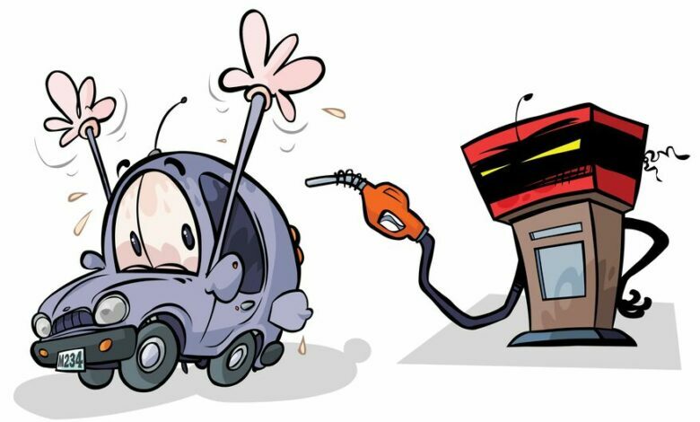 14125374 - cartoon gas pump and car