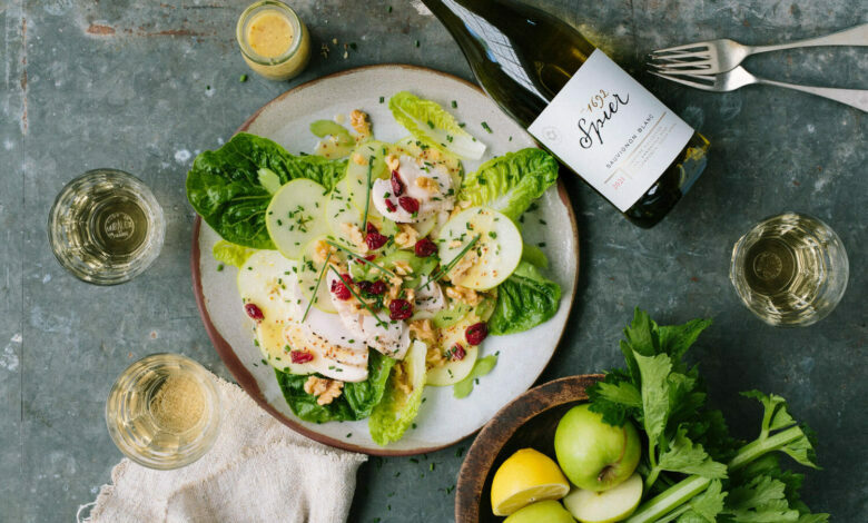 22 JANUARY - Saturday entertain - Chicken Waldorf salad with Spier Signature Sauvignon Blanc